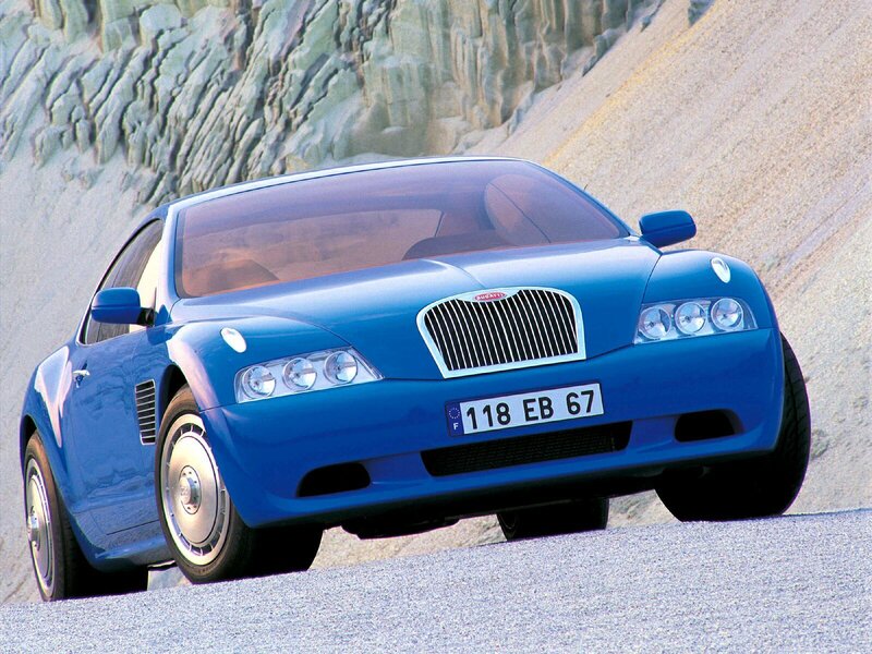 Blue Bugatti Concept Car — Dramatic, Afternoon