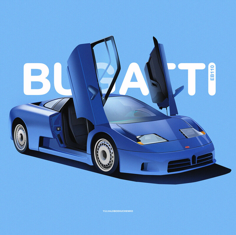 Blue Bugatti Eb110