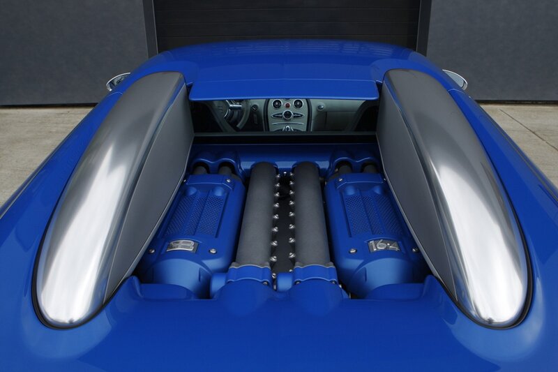 Blue Bugatti Engine