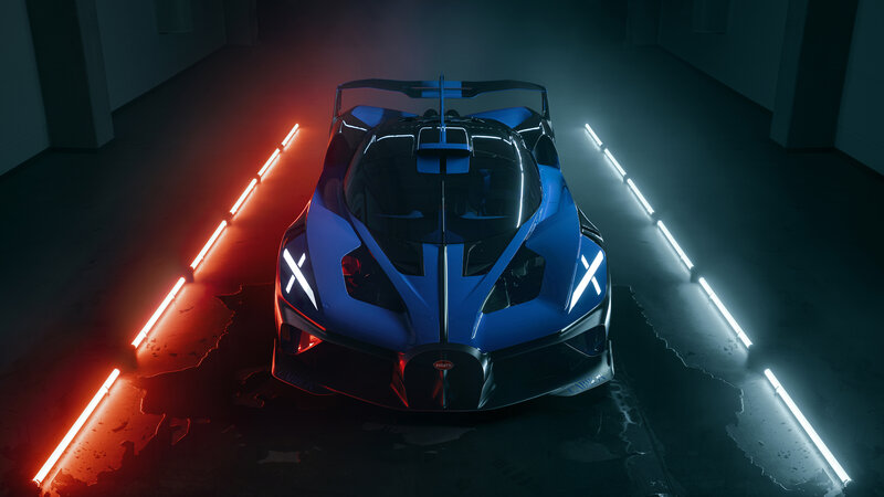 Blue Bugatti Hypercar — Dramatic