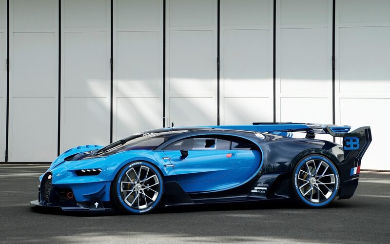 Blue Bugatti Race Car — Dramatic, Afternoon