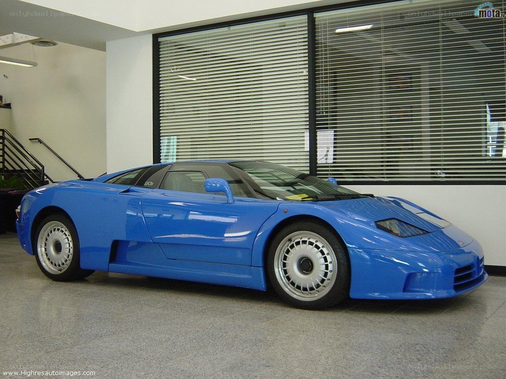 blue bugatti sports car