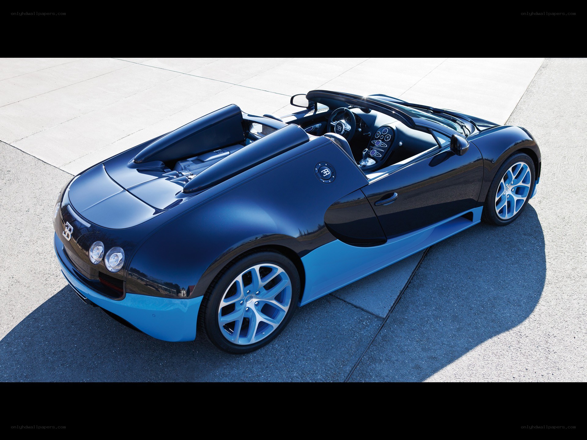 Blue Bugatti Veyron convertible