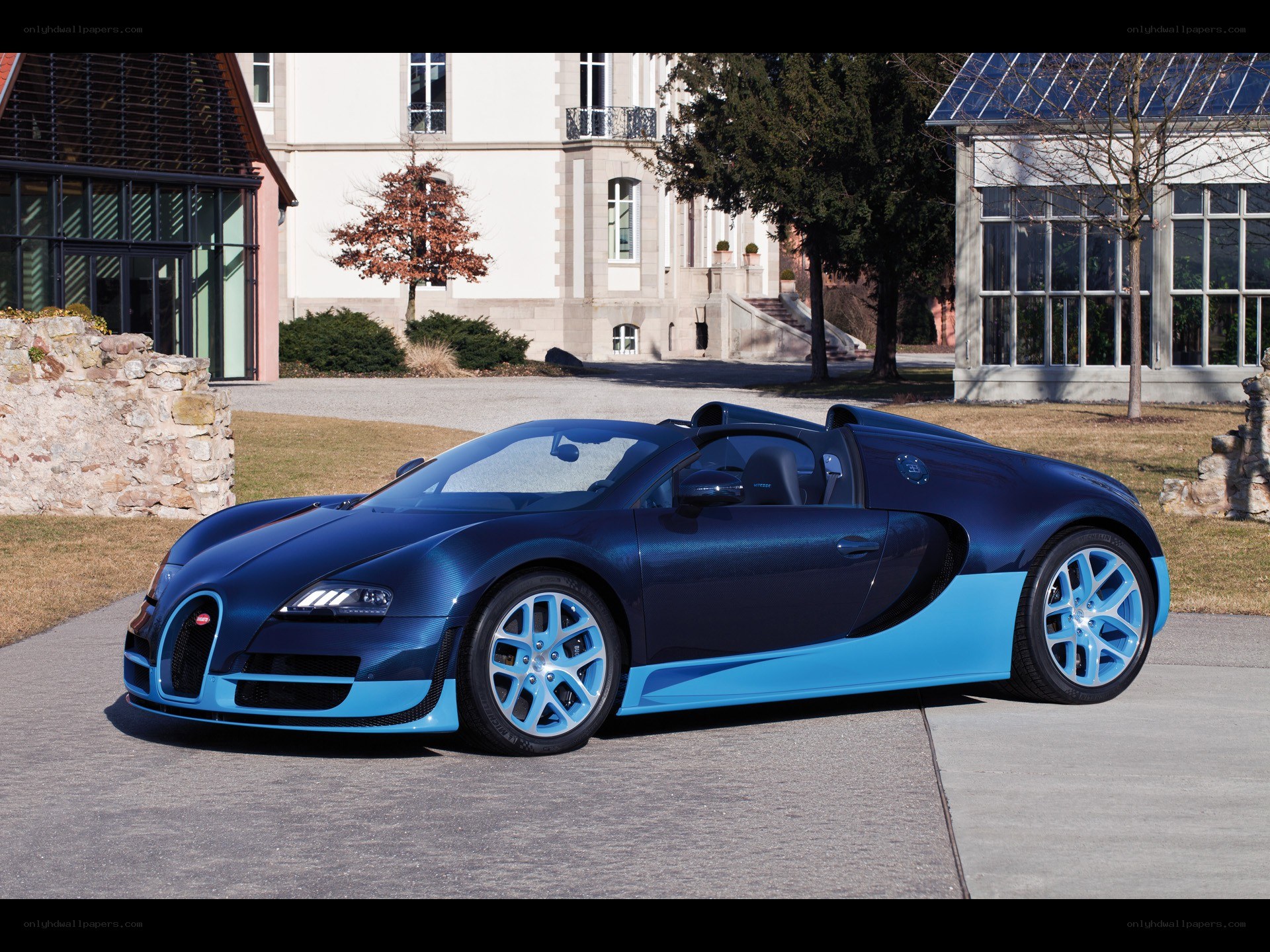 Blue Bugatti Veyron convertible