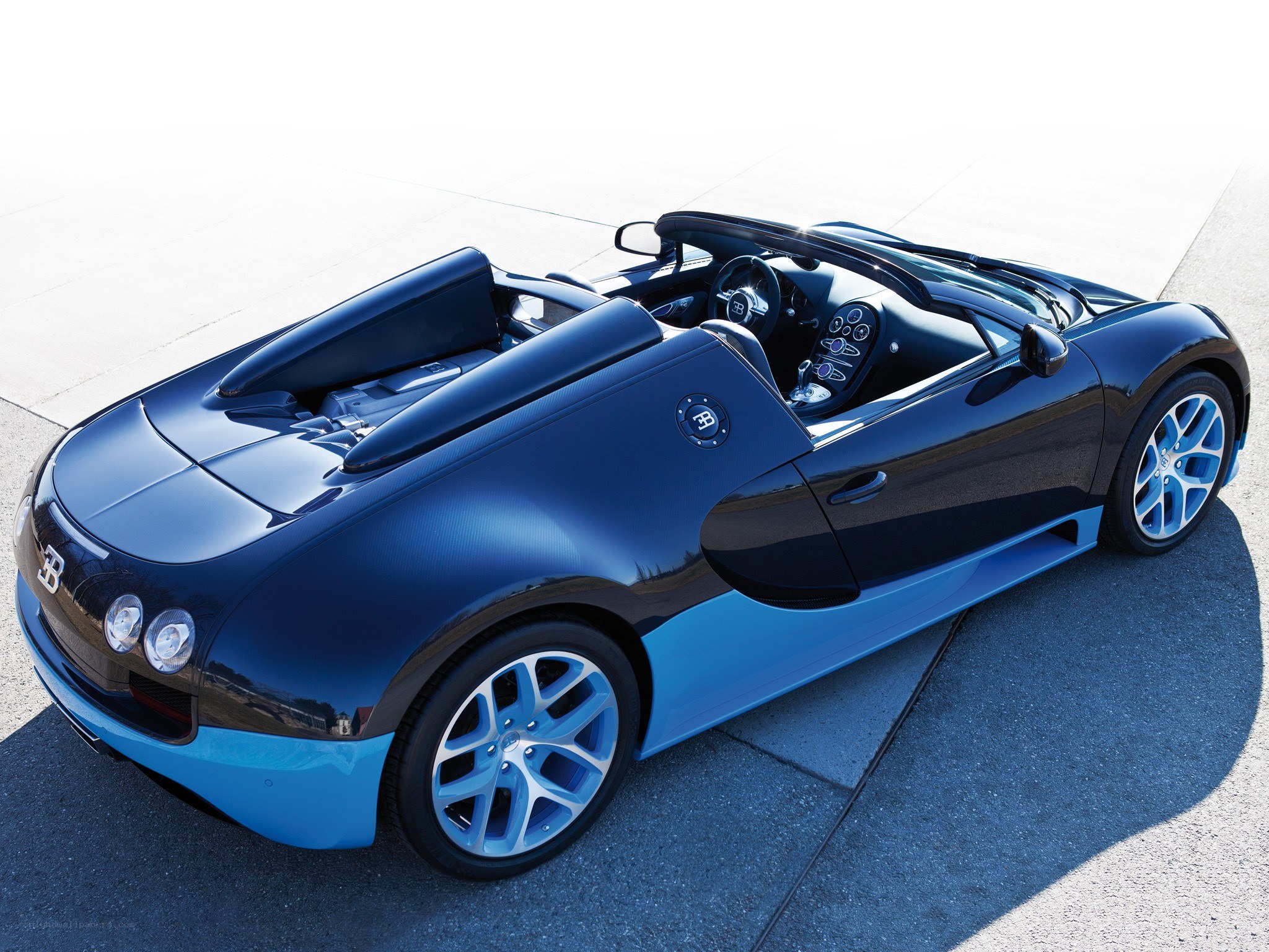 Blue Bugatti Veyron convertible