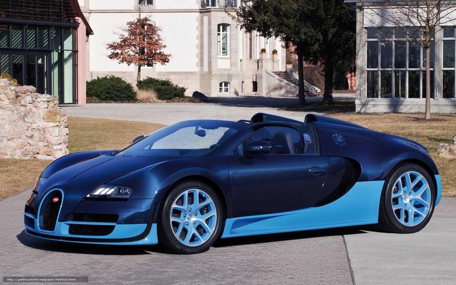 Blue Bugatti Veyron convertible