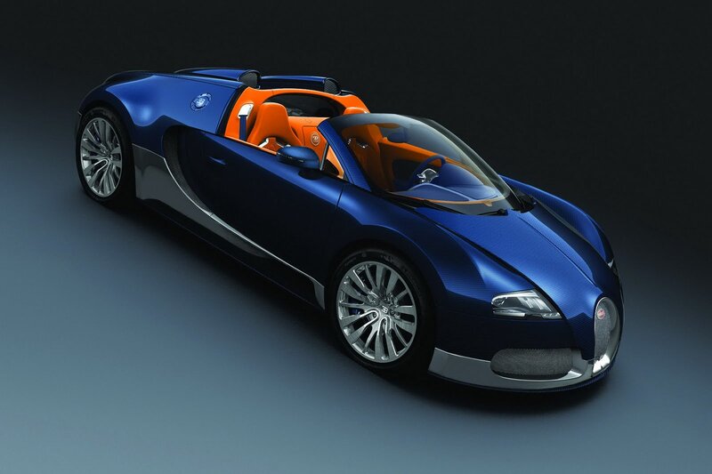 Blue Bugatti Veyron — Dramatic, 3d Render, Orange Interior