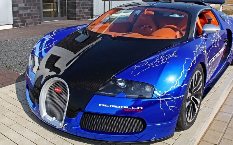 Blue Bugatti Veyron — Dramatic, Afternoon, Photograph, Car