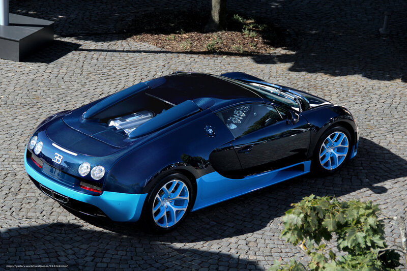 Blue Bugatti Veyron — Dramatic, Afternoon, Photograph, Cobblestone