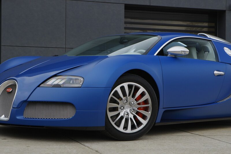 Blue Bugatti Veyron — Dramatic, Photograph, Car, Building, Wheel