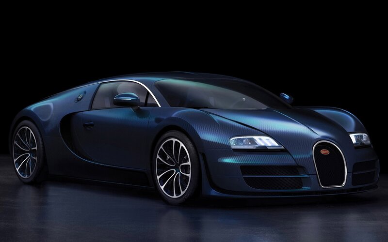 Blue Bugatti Veyron — Dramatic, Photograph, Car, Wheels, Headlights