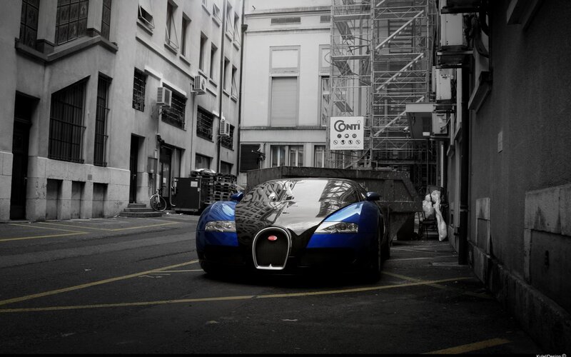 Blue Bugatti Veyron — Dramatic, Photograph