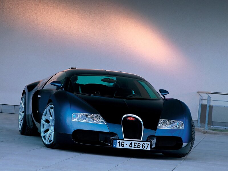 Blue Bugatti Veyron — Dramatic, Sunset, Photograph, Car, License Plate