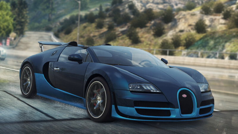 Blue Bugatti Veyron — Dynamic, Afternoon