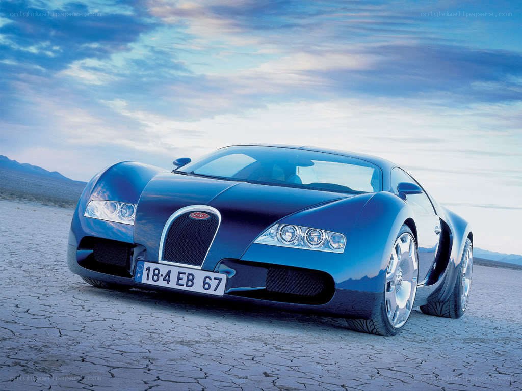 Blue Bugatti Veyron in desert