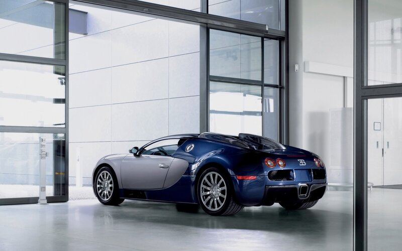 Blue Bugatti Veyron — Modern, Photograph, Car, Glass Doors