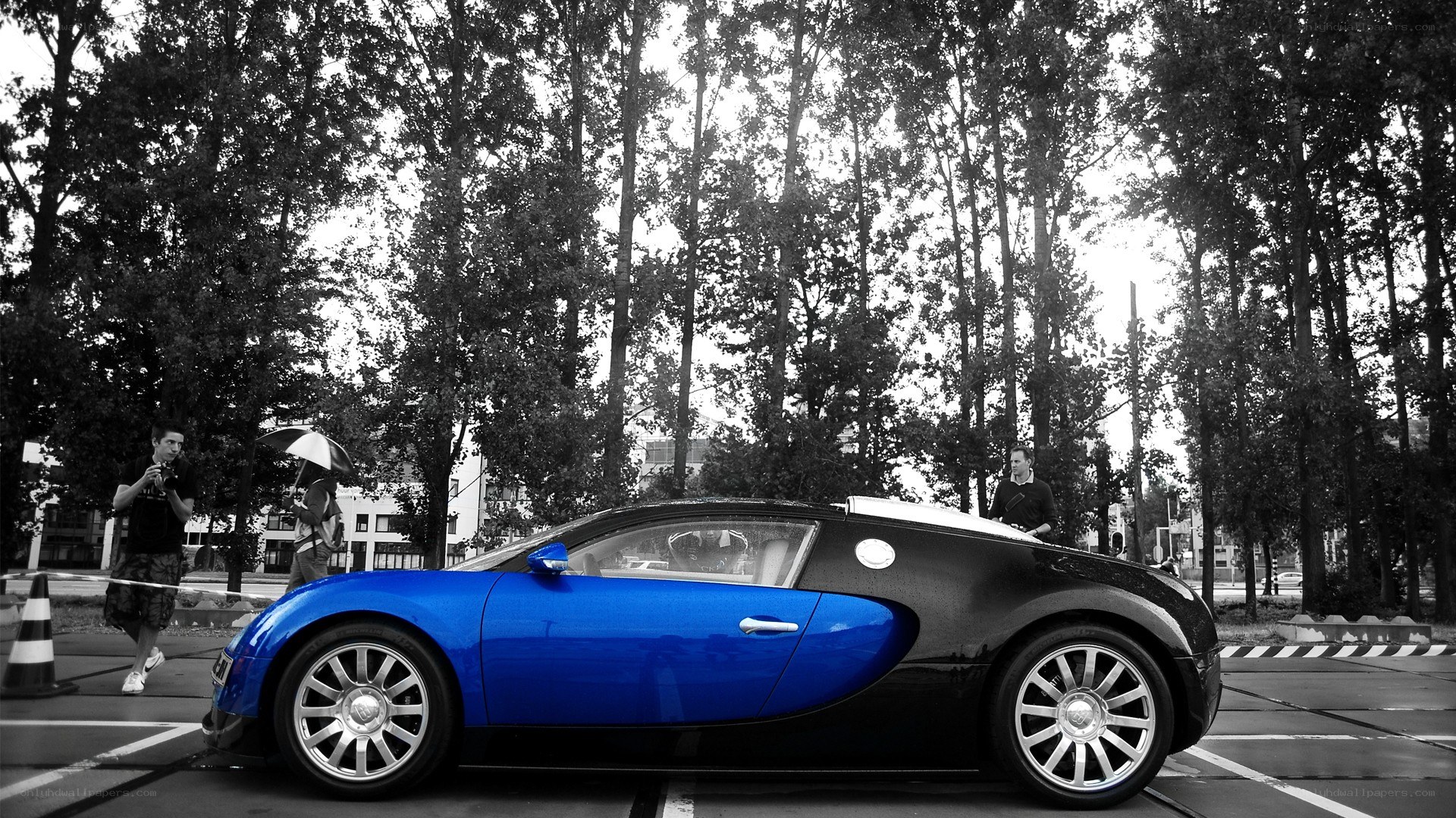 Blue Bugatti Veyron on display