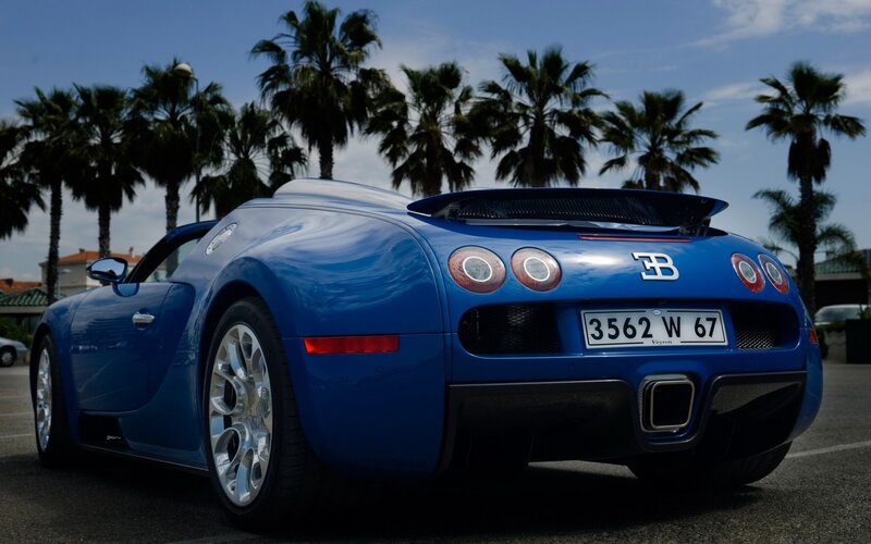 Blue Bugatti Veyron parked