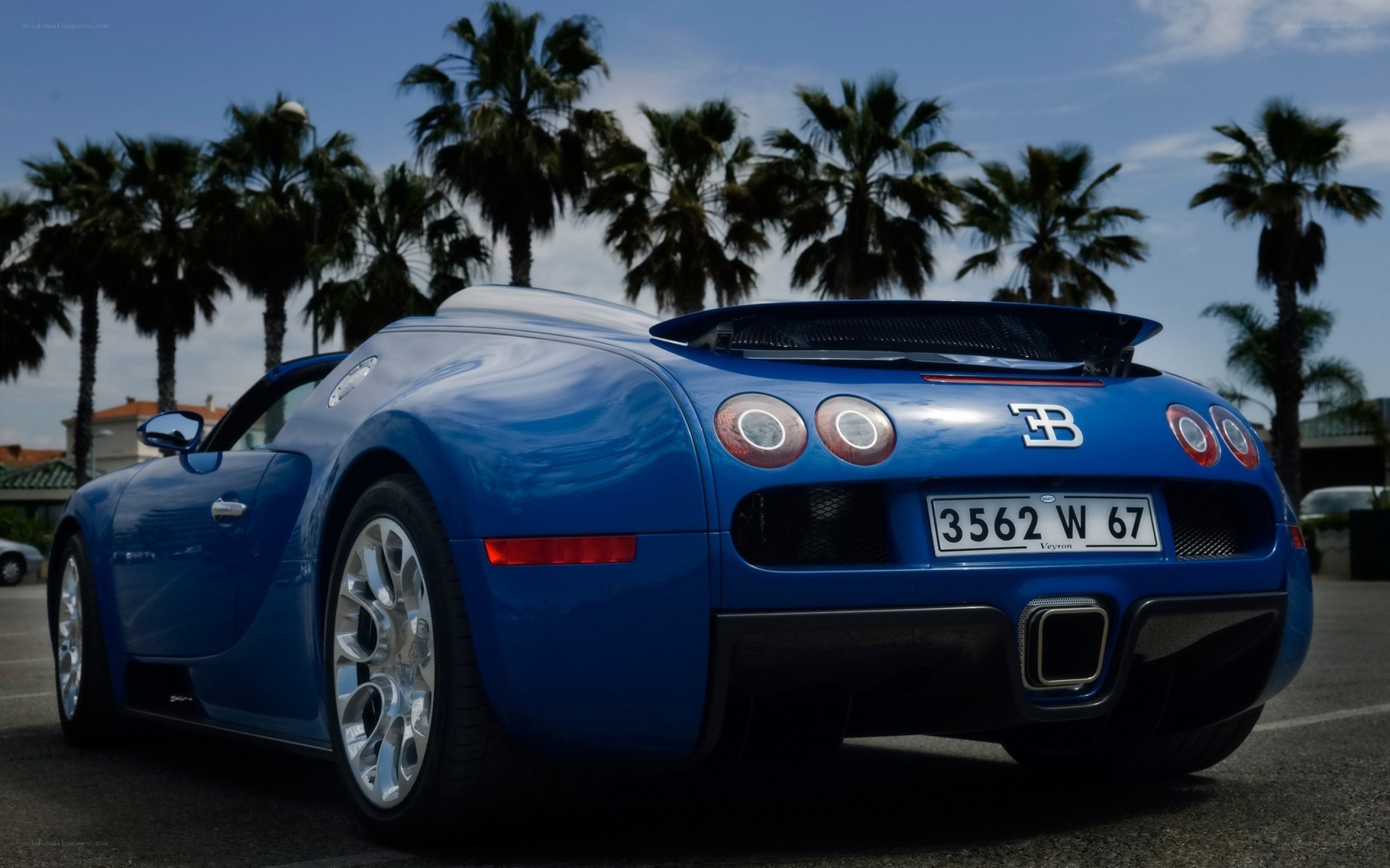 Blue Bugatti Veyron parked