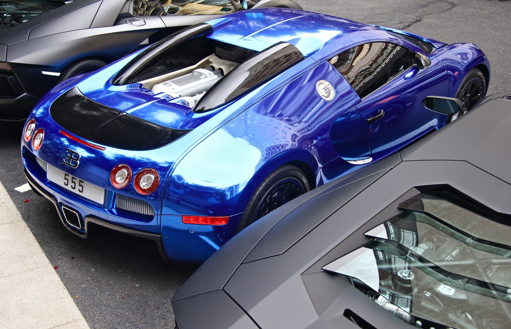 Blue Bugatti Veyron parked