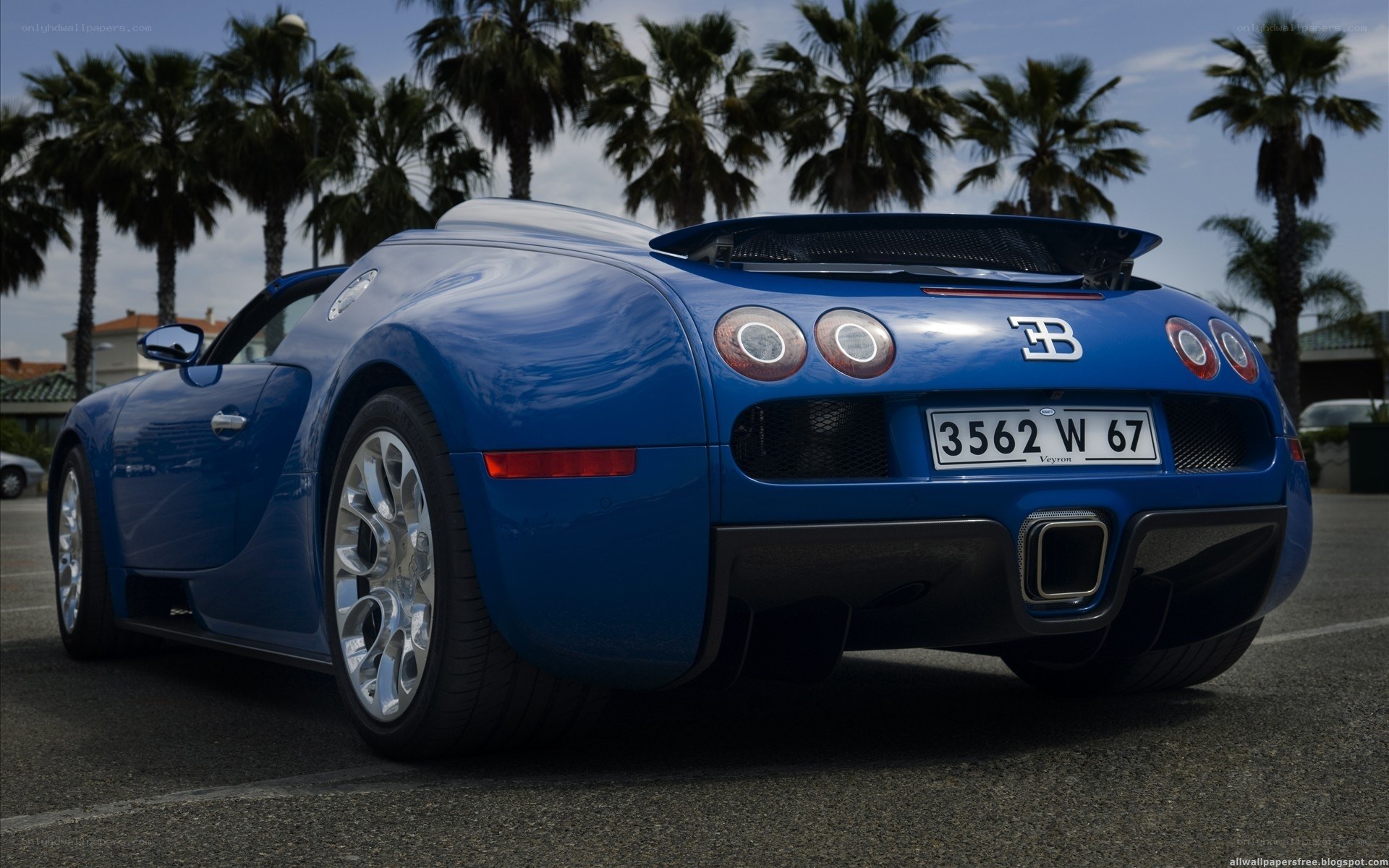 Blue Bugatti Veyron parked