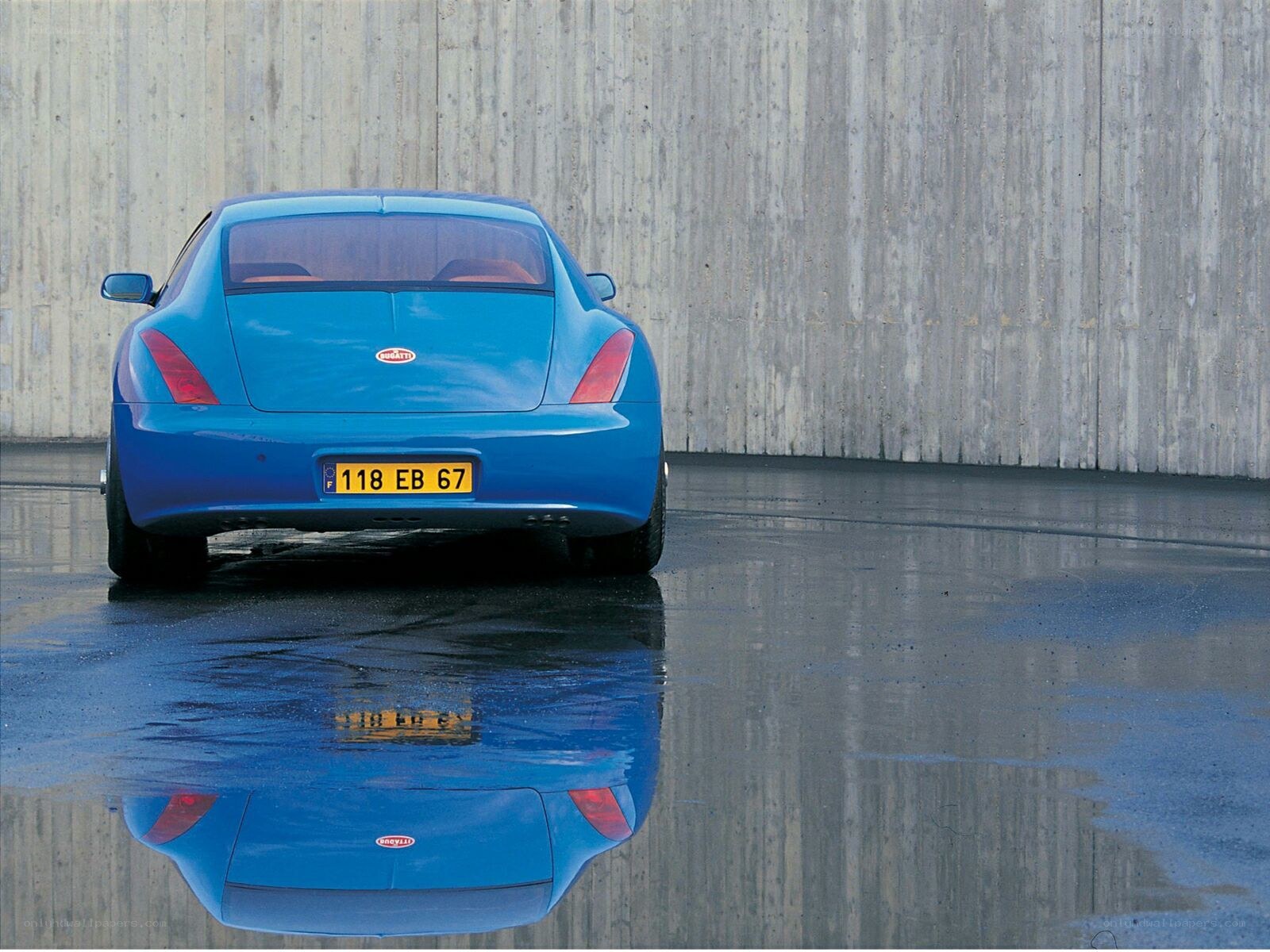 Blue Bugatti Veyron rear view