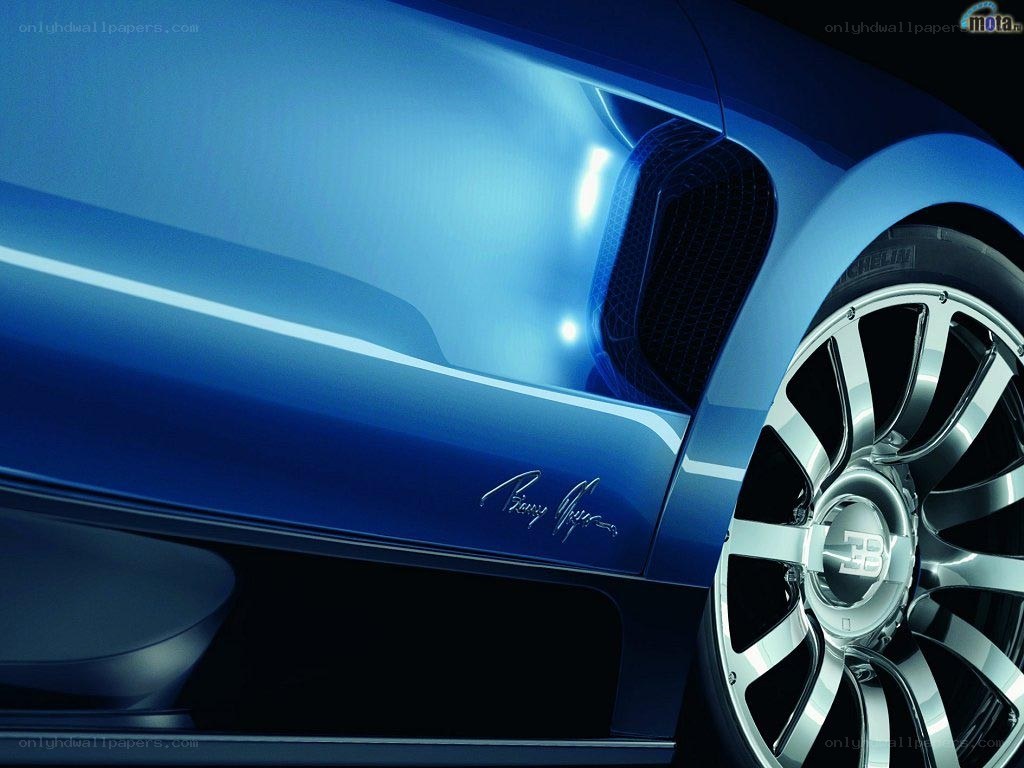 Blue Bugatti Veyron side view