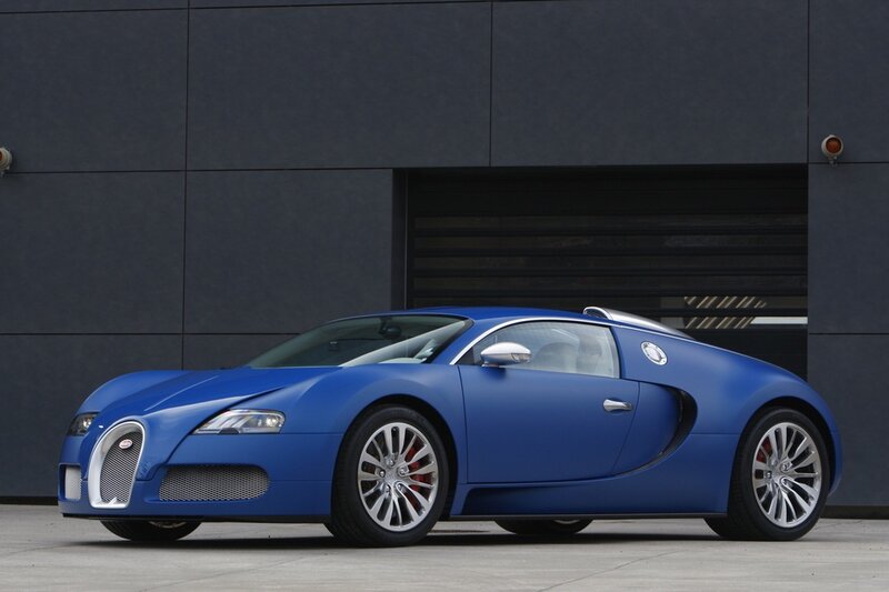 Blue Bugatti Veyron sports car