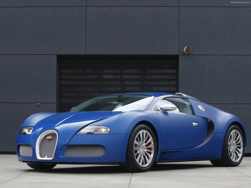 Blue Bugatti Veyron sports car