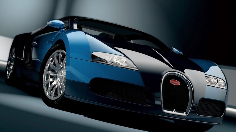 Blue Bugatti Veyron sports car