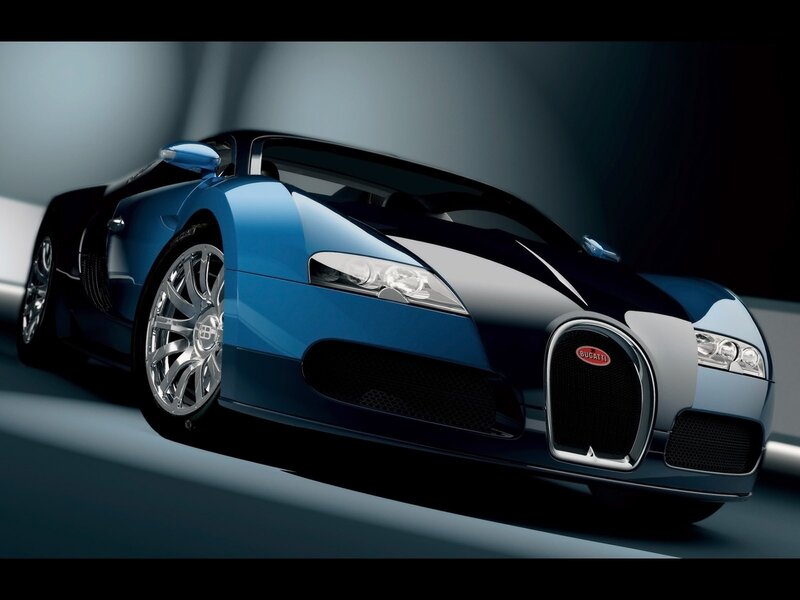 Blue Bugatti Veyron sports car