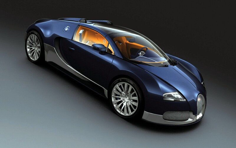 blue bugatti veyron sports car