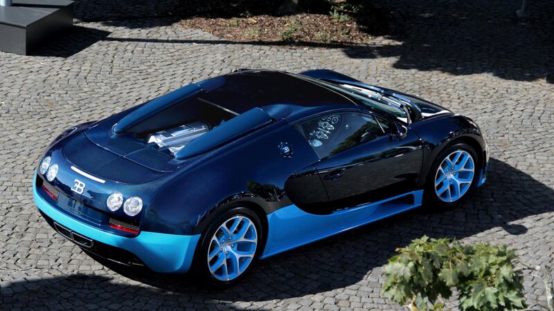Blue Bugatti Veyron sports car
