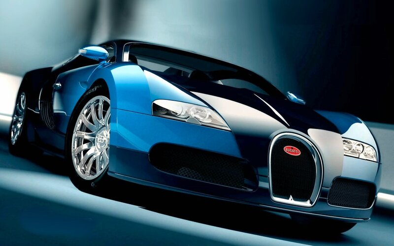 Blue Bugatti Veyron sports car