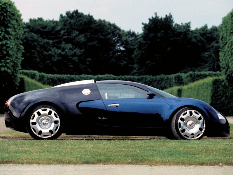 Blue Bugatti Veyron sports car