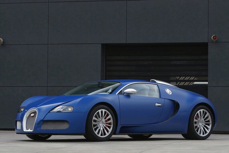 Blue Bugatti Veyron sports car