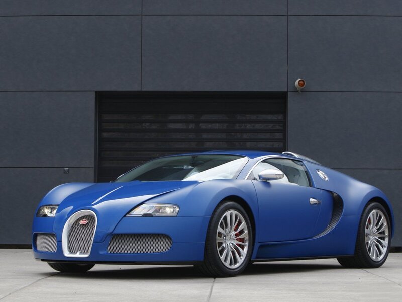 Blue Bugatti Veyron sports car