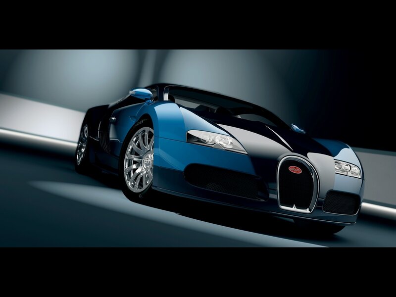 Blue Bugatti Veyron sports car