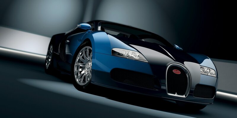 Blue Bugatti Veyron sports car