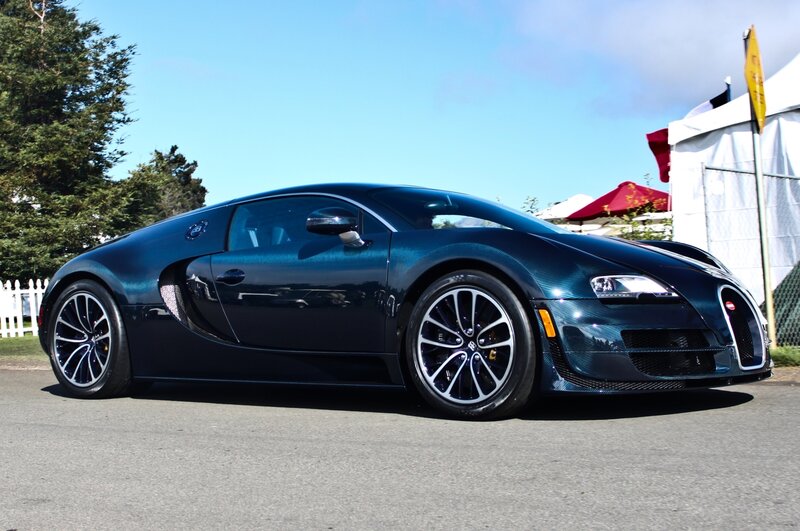 Blue Bugatti Veyron sports car
