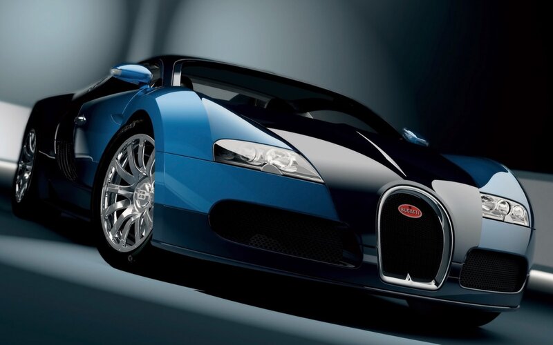 Blue Bugatti Veyron sports car