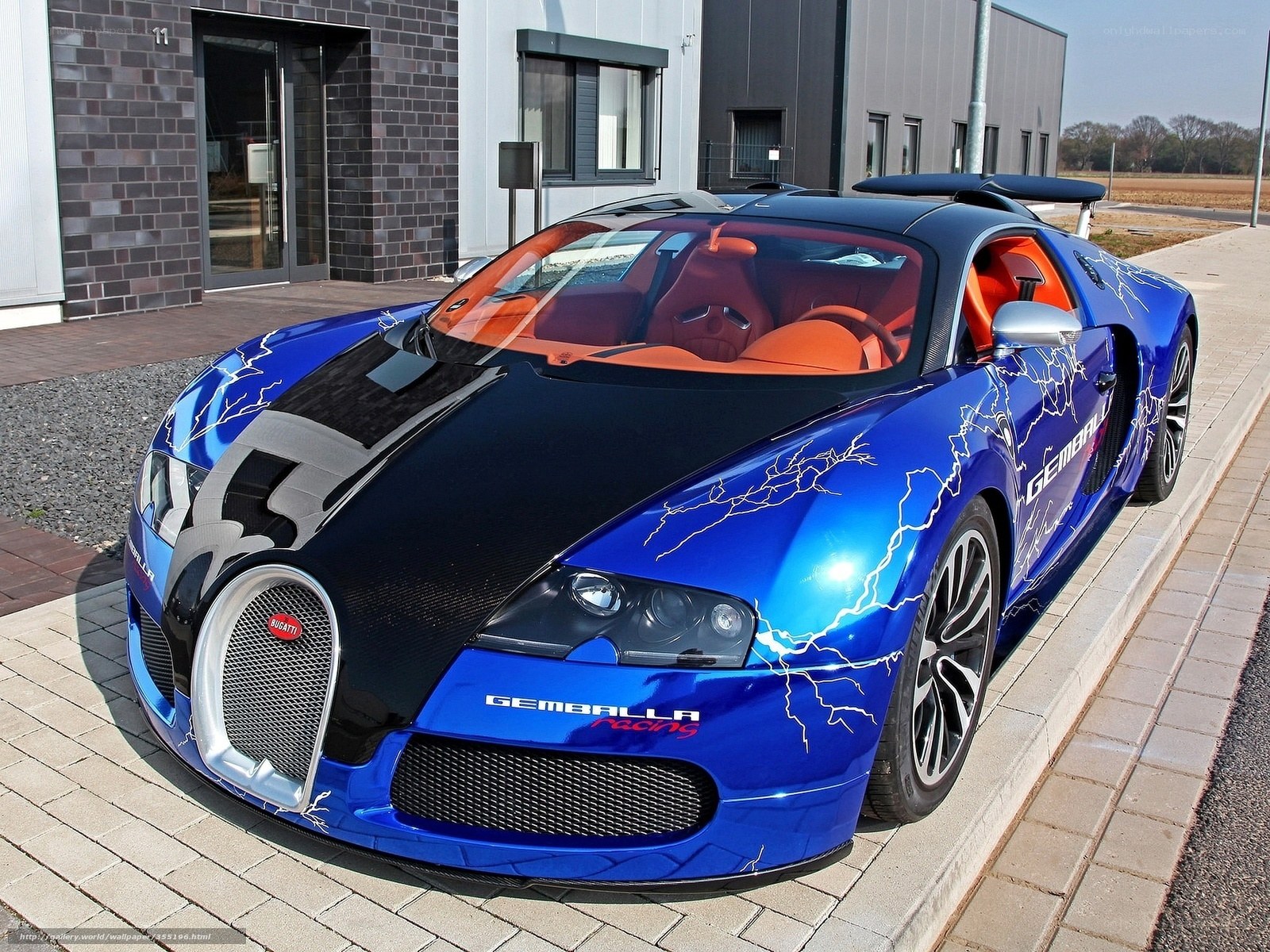 Blue Bugatti with lightning design