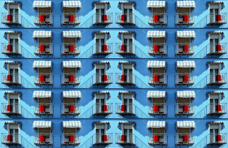 Blue Building Facade — Orderly