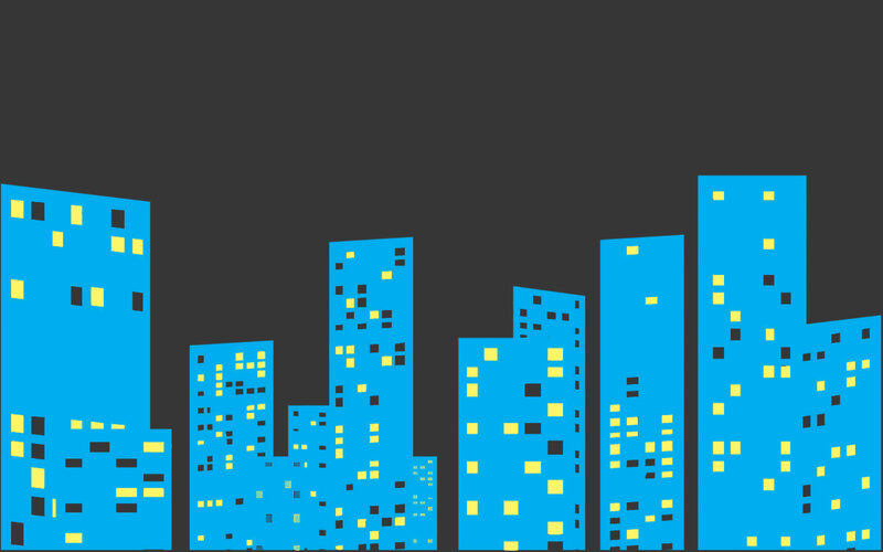 Blue Buildings at Night