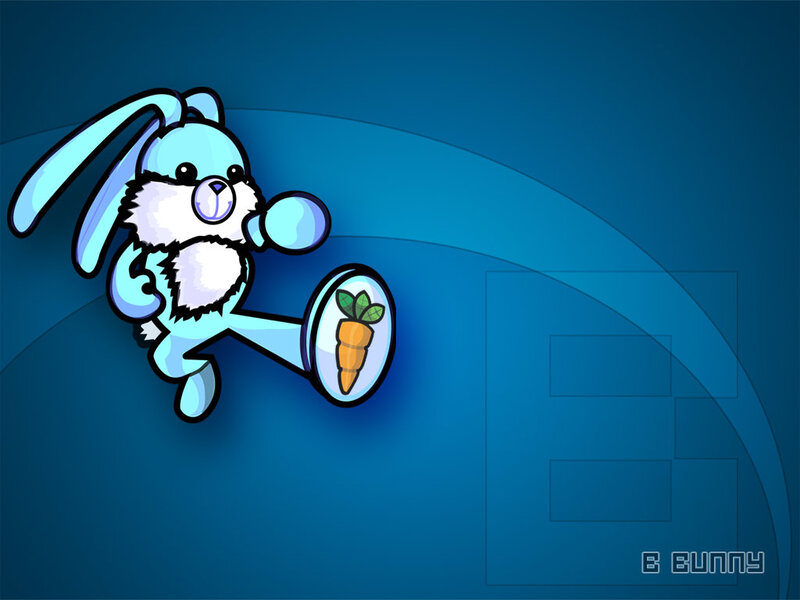 blue bunny kicking carrot