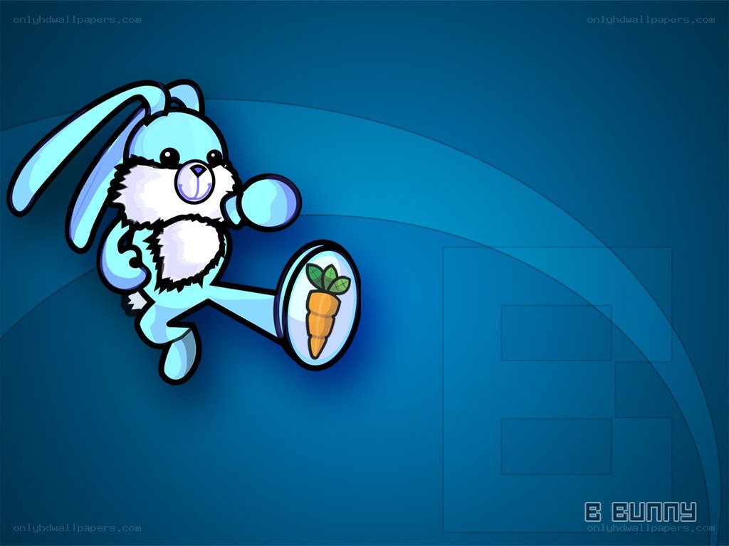 blue bunny kicking carrot