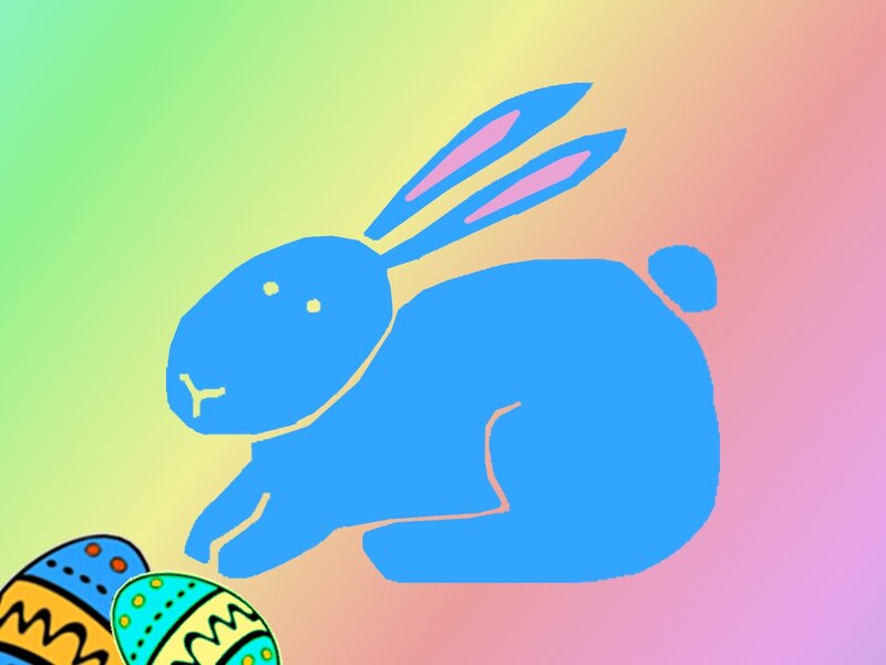 blue bunny with easter eggs
