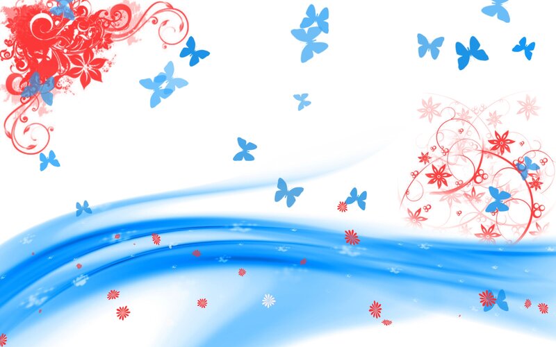 Blue Butterflies and Flowers — Playful