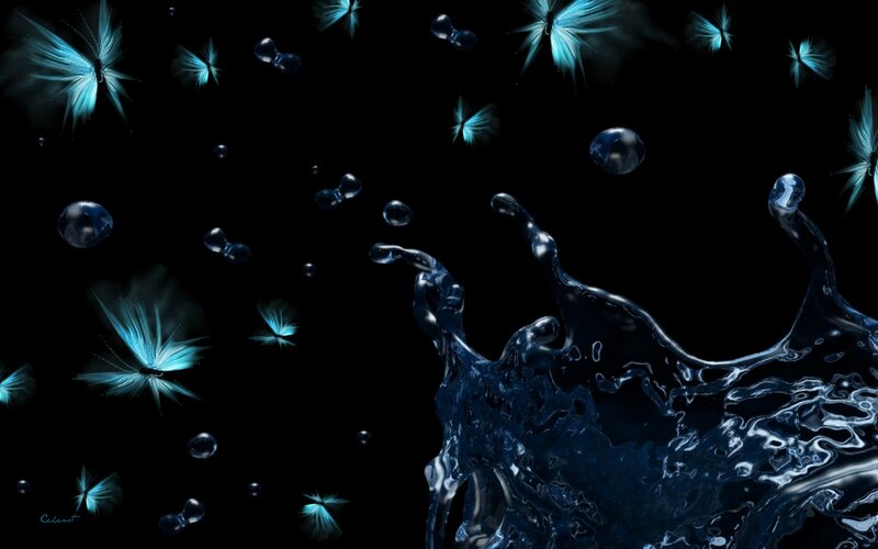Blue Butterflies and Water Splash
