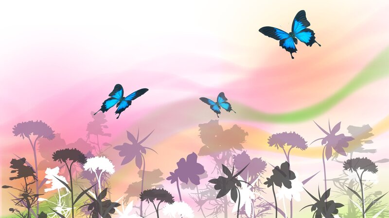 Blue Butterflies Flying — Pink